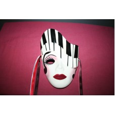 Fancy Face Clay Art Mark Female Piano Keys & Ribbons Artist Signed New Orleans   302824247560
